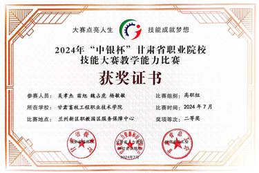 2024年“中银杯”甘肃省职业院校技能大赛教学能力比赛 二等奖