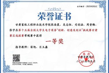 第十五届全国老员工电子商务“三创赛”挑战赛甘肃赛区选拔赛---一等奖